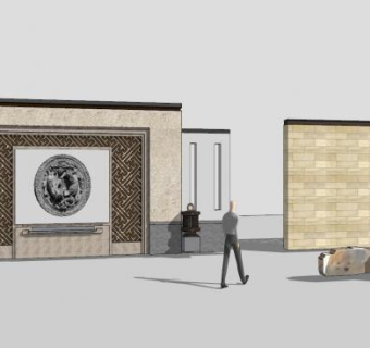 特色景墙园林景观SU模型