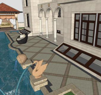 欧式别墅庭院SU模型