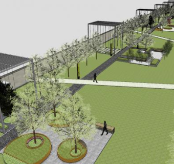 施瓦布公园中心走廊长廊SU模型