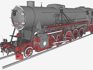 火车雕塑交通工具SU模型下载_sketchup草图大师SKP模型