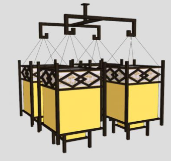 中式吊灯客厅灯具SU模型下载_sketchup草图大师SKP模型