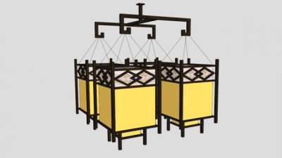 中式吊灯客厅灯具SU模型下载_sketchup草图大师SKP模型