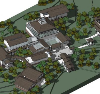 园林式博物馆建筑SU模型