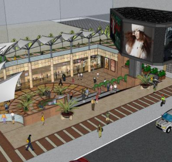 下沉广场（张拉膜）SU模型