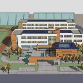 学校教学楼建筑SU模型下载_sketchup草图大师SKP模型