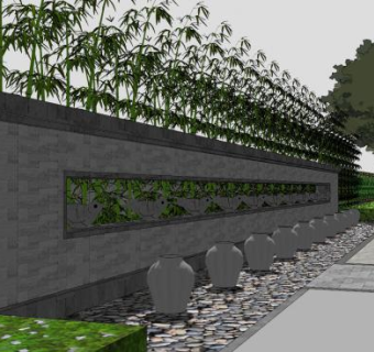 12.1围墙修改与导图SU模型下载_sketchup草图大师SKP模型