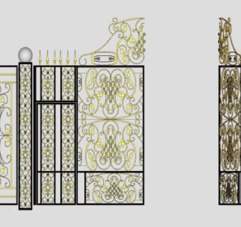 雕花门铁艺大门SU模型下载_sketchup草图大师SKP模型