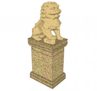 石狮子人物雕塑SU模型下载_sketchup草图大师SKP模型