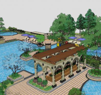 公园活动场景SU模型