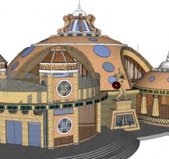 蒙古风别墅蒙古包地方民族SU模型下载_sketchup草图大师SKP模型