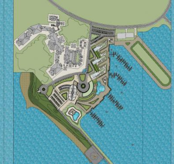 游艇中心酒店办公楼规划方案SU模型下载_sketchup草图大师SKP模型