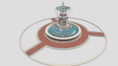 喷泉庭院景观欧式风格SU模型下载_sketchup草图大师SKP模型