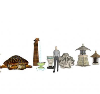 东南亚欧式雕塑小品SU模型下载_sketchup草图大师SKP模型