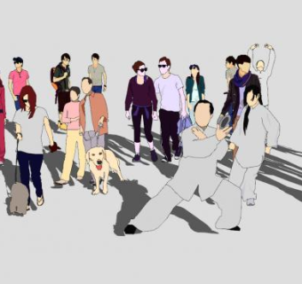 人物组合一群人SU模型下载_sketchup草图大师SKP模型
