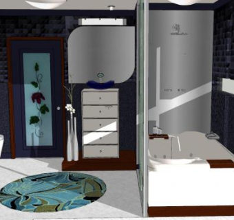 室内空间卫生间洗手间SU模型下载_sketchup草图大师SKP模型