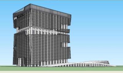 普宇超高层建筑办公楼SU模型下载_sketchup草图大师SKP模型