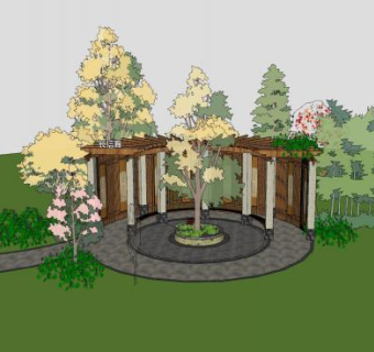 长廊庭院景观SU模型