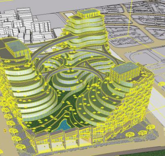 高密度建筑写字办公楼SU模型下载_sketchup草图大师SKP模型
