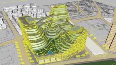 高密度建筑写字办公楼SU模型下载_sketchup草图大师SKP模型