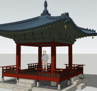 古建亭子凉亭SU模型下载_sketchup草图大师SKP模型