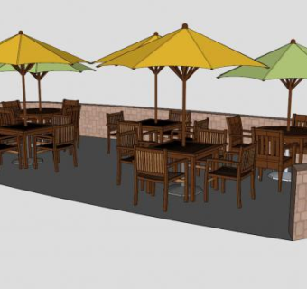 户外遮阳伞太阳伞座椅SU模型下载_sketchup草图大师SKP模型