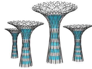 太阳能超级树现代写实雕塑SU模型下载_sketchup草图大师SKP模型