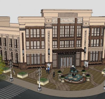 新古典售楼处SU模型下载_sketchup草图大师SKP模型