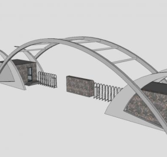 实习建筑医院办公大门SU模型下载_sketchup草图大师SKP模型