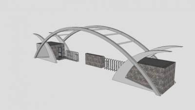 实习建筑医院办公大门SU模型下载_sketchup草图大师SKP模型