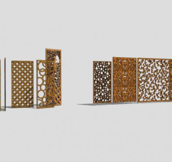 雕塑缕空隔板SU模型下载_sketchup草图大师SKP模型