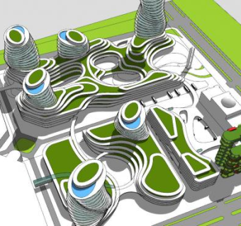 综合体中心商业区设计SU模型