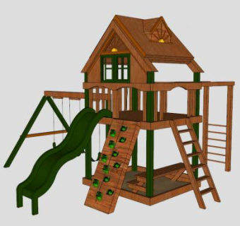 儿童游乐设施木质游乐设备SU模型下载_sketchup草图大师SKP模型