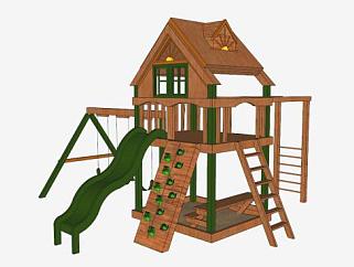 儿童游乐设施木质游乐设备SU模型下载_sketchup草图大师SKP模型