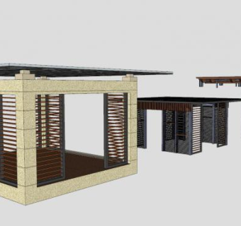 常用廊架亭子休息亭SU模型