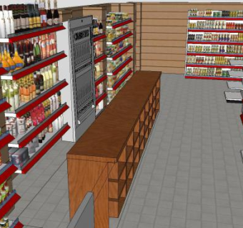 小型超市商店室内SU模型下载_sketchup草图大师SKP模型