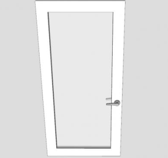 单扇五金透明玻璃门SU模型下载_sketchup草图大师SKP模型