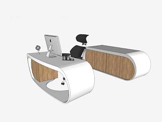 现代创意<em>木办公</em>桌椅模型下载_sketchup草图大师SKP模型
