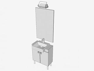 浴室柜洗手池镜子的SU模型下载_sketchup草图大师SKP模型