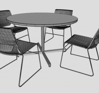 简约风格圆桌椅子SU模型设计下载_sketchup草图大师SKP模型