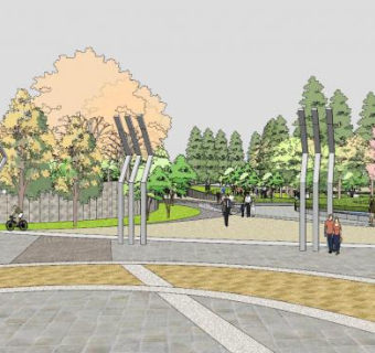 公园场景景观SU模型