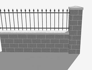 铁栅栏围栏护栏围栏SU模型下载_sketchup草图大师SKP模型