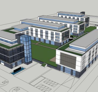 工业厂房办公楼SU模型