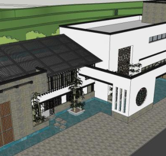 新中式建筑别墅住宅SU模型