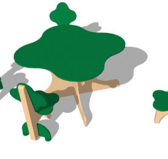 树木主题的儿童桌椅SU模型下载_sketchup草图大师SKP模型