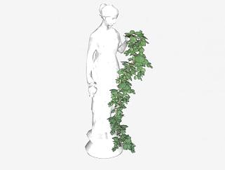 希腊女雕像身上爬藤植物SU模型下载_sketchup草图大师...