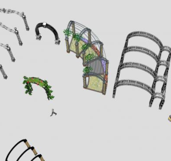 花架欧式铁艺阳台SU模型下载_sketchup草图大师SKP模型