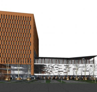 商业楼层现代风格办公楼SU模型下载_sketchup草图大师SKP模型