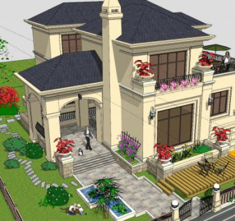 欧式豪华别墅建筑SU模型