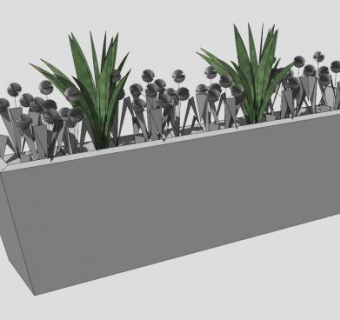 花池盆栽植物SU模型下载_sketchup草图大师SKP模型