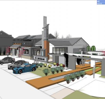 古典中式建筑商业街SU模型下载_sketchup草图大师SKP模型